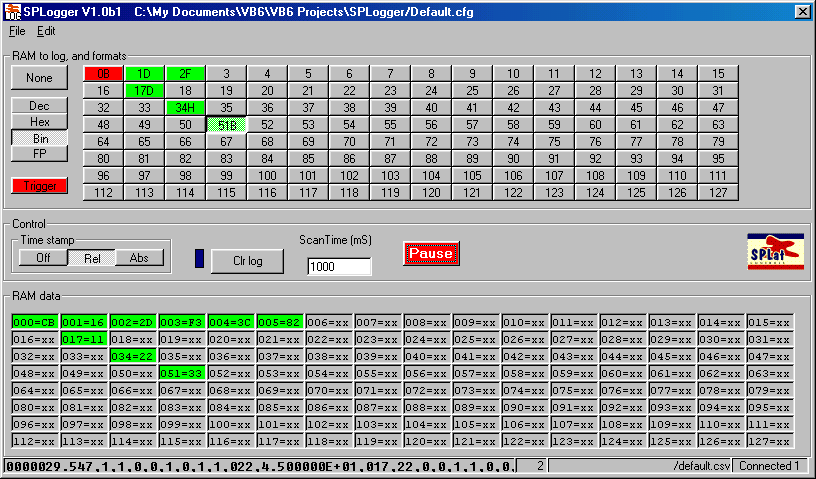 SPLogger screen